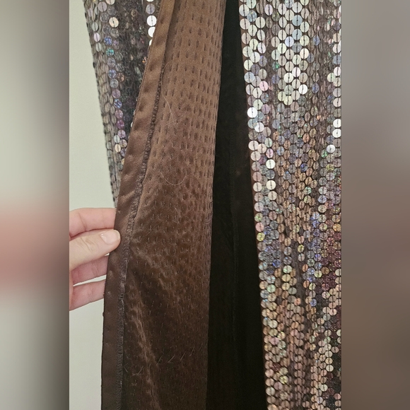 NITELINE Vintage Della Roufogali Bronze Sequinhalter longevening gown.Size4 NWT - Picture 7 of 16